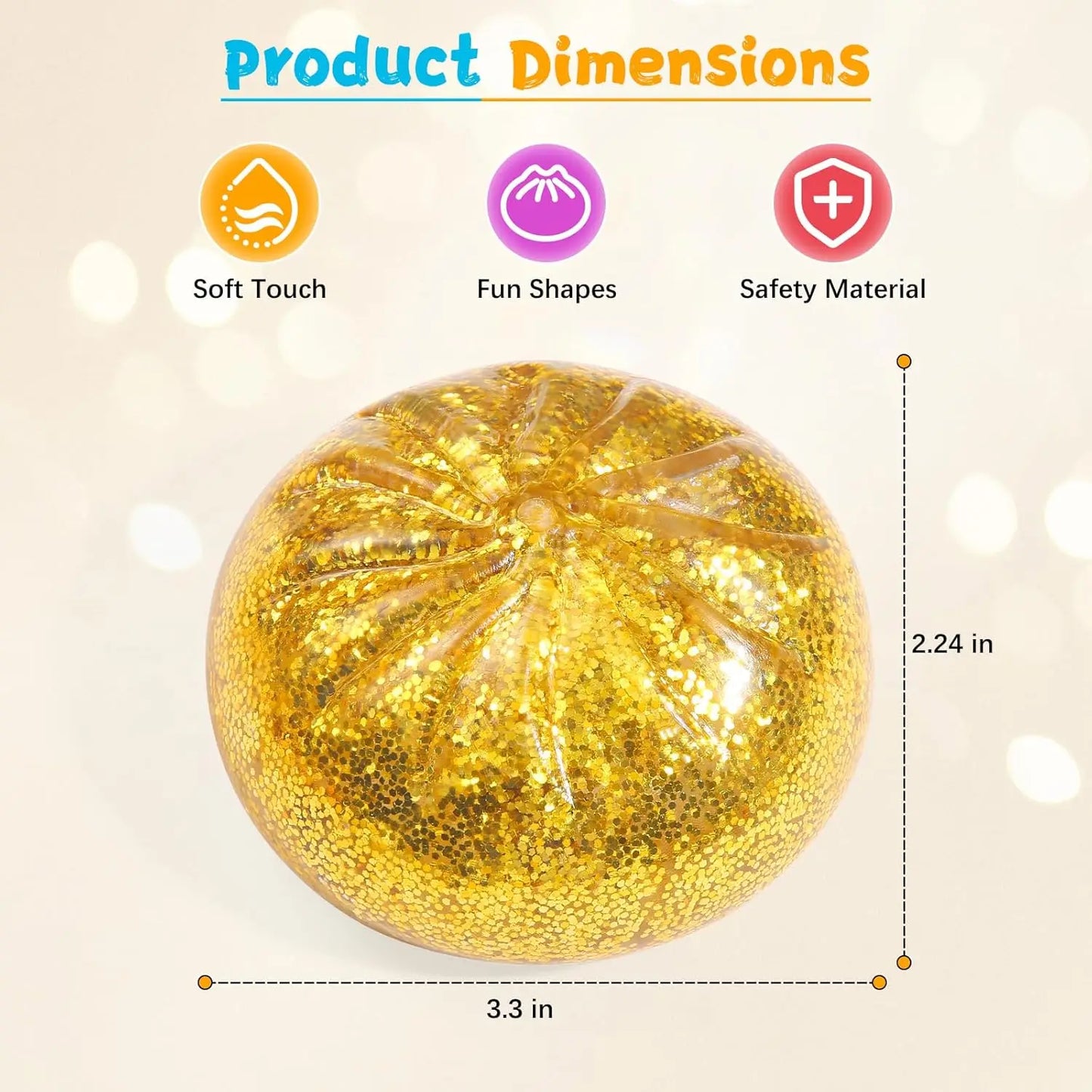 5.5cm Dumpling Squishy, Glitter Maltose Stress Ball, Bao Bun Mystery Box, Aesthetic Fidget, Slow Rebound Anxiety Relief Toy