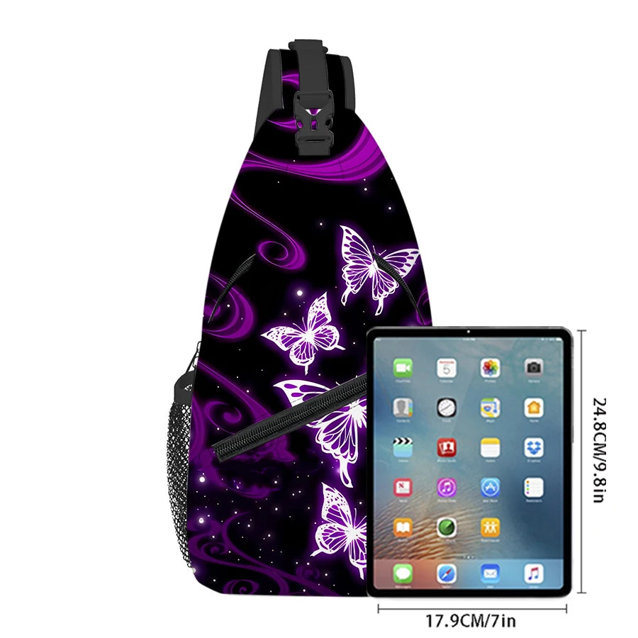 Purple Butterfly Small Chest Bag | Fashionable Outdoor Accessory