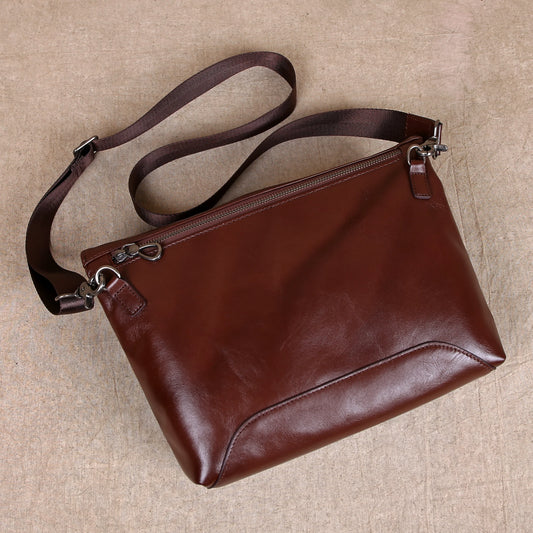 Bolso cruzado de cuero vintage para hombre | Elegante cartera de mano informal