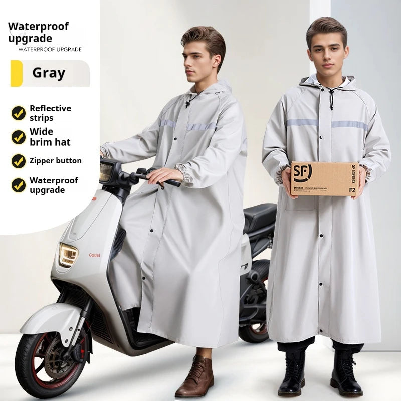 Gabardina Larga Engrosada para Motociclistas | Impermeable y Versátil