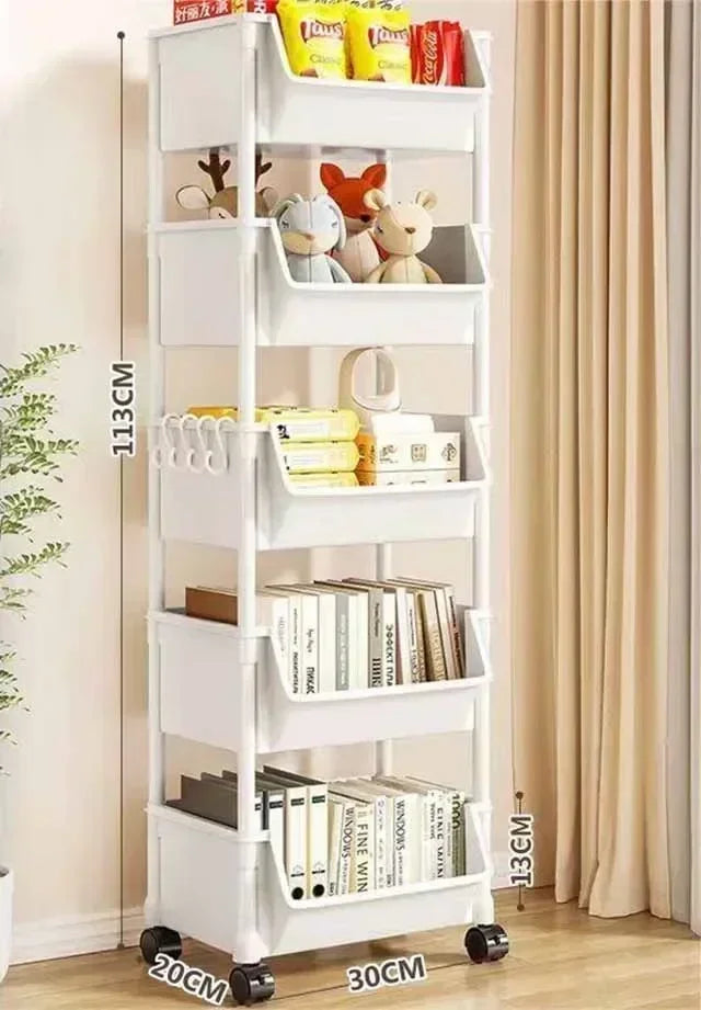 Multifunctional Trolley Bookshelf Kitchen Storage Rack | Home Organizer