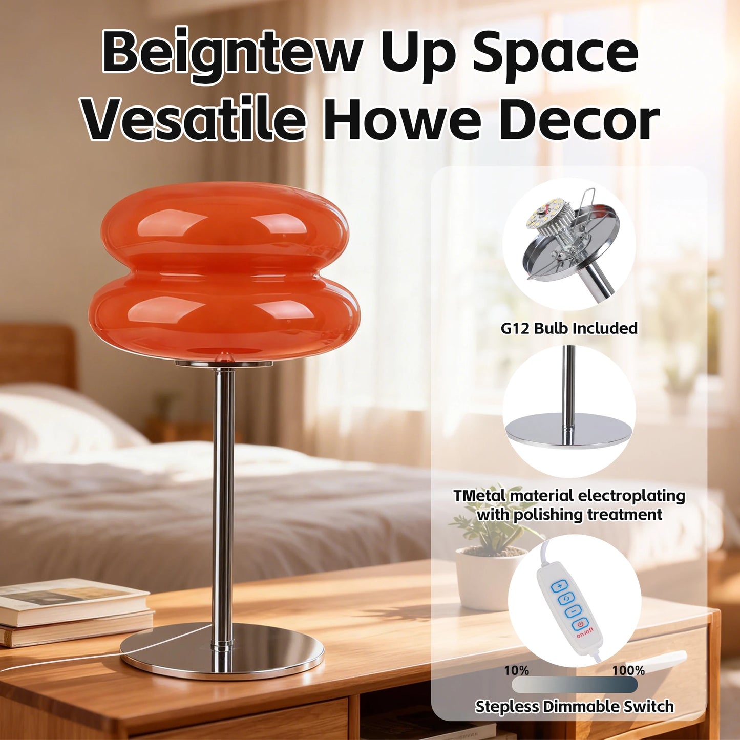 Trichromatic Dimming Glass Table Lamp | Eye Protection Night Light