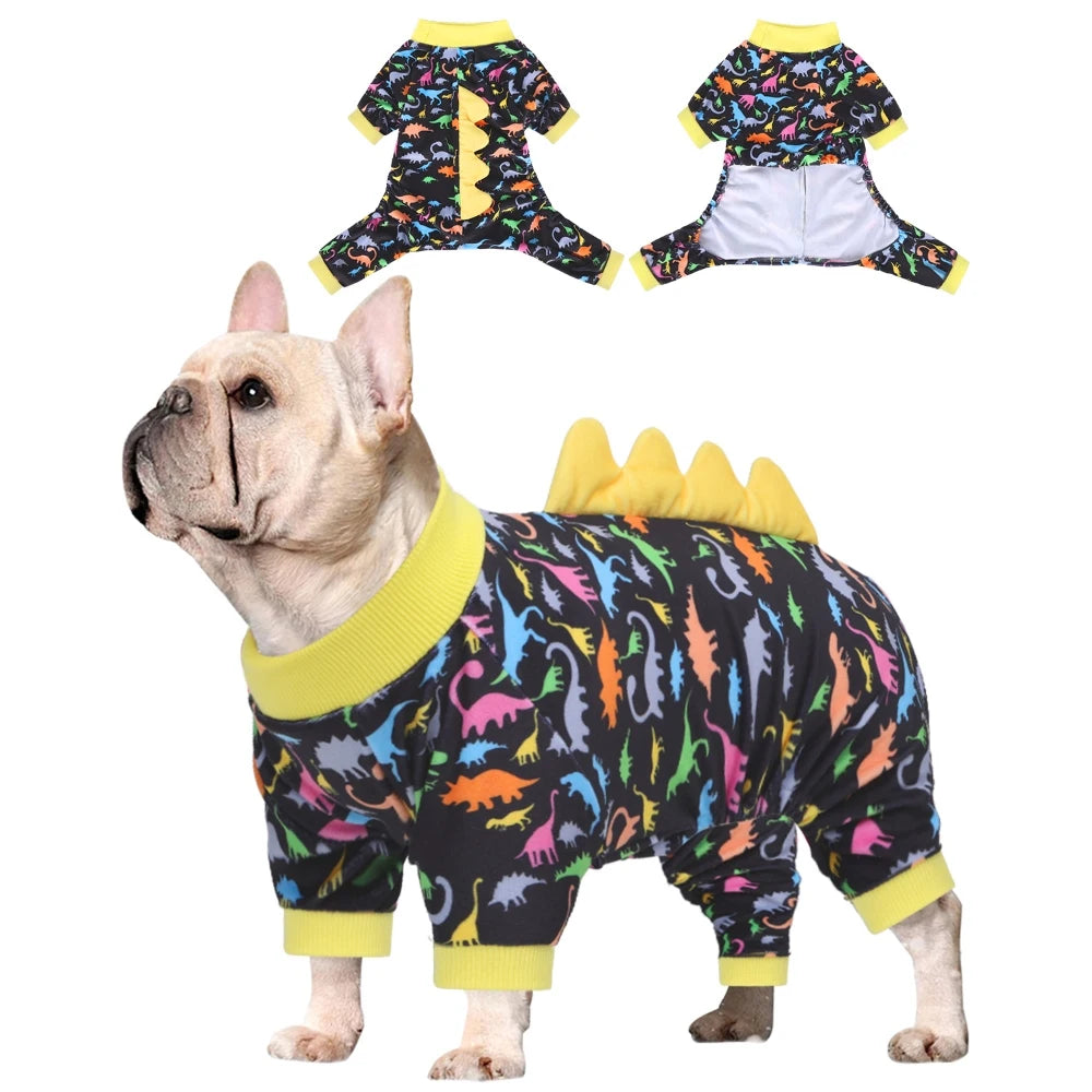 Cute Dinosaur Costume Dog Pajamas | Soft Warm Pet Sleepwear