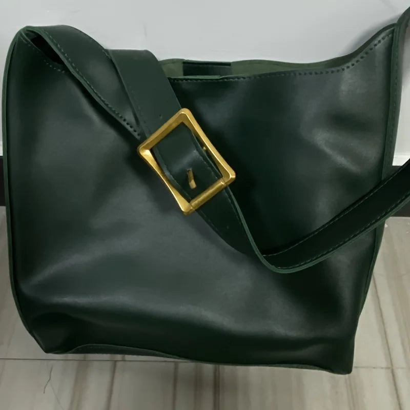 Stylish Women's Minimalist Tote Bag | Retro Faux Leather Design