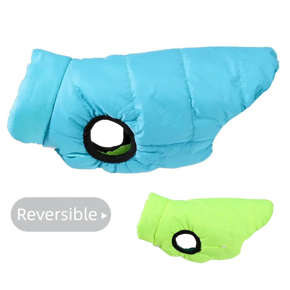 Chaqueta reversible de invierno para mascotas | Chaleco cálido y cortavientos para mascotas