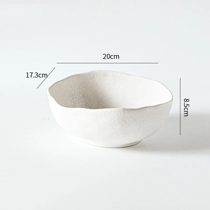 1pcs Japanese-style frosted bowl, retro black or white ceramic bowl, for use in hotel restaurant pasta serving bowl
