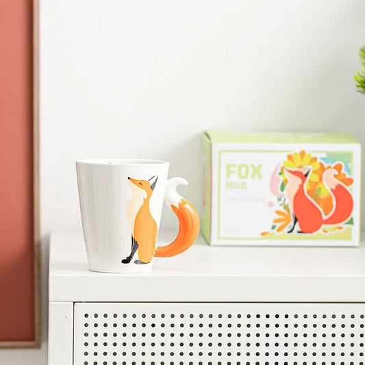 Taza de Café de Zorro de Dibujos Animados en 3D | Taza de Cerámica con Diseño Animal Único