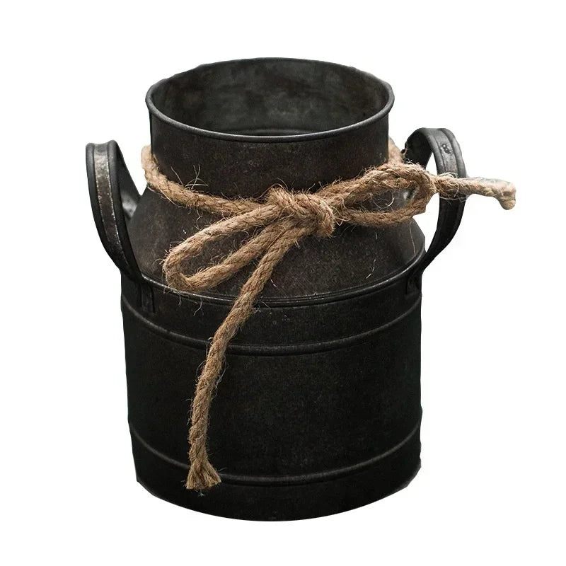 Vintage Metal Flower Bucket | Rustic Home Decor Plant Pot