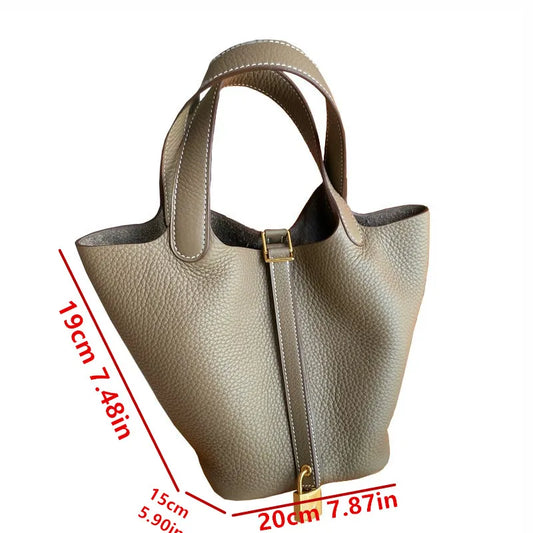Bolso de mano estilo bucket elegante | Patrón lichi de PU único