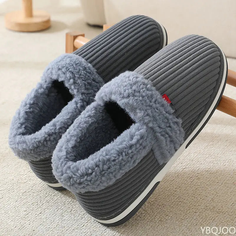Cozy Winter Plush Couple Bag Heel Slippers | Soft Indoor Shoes