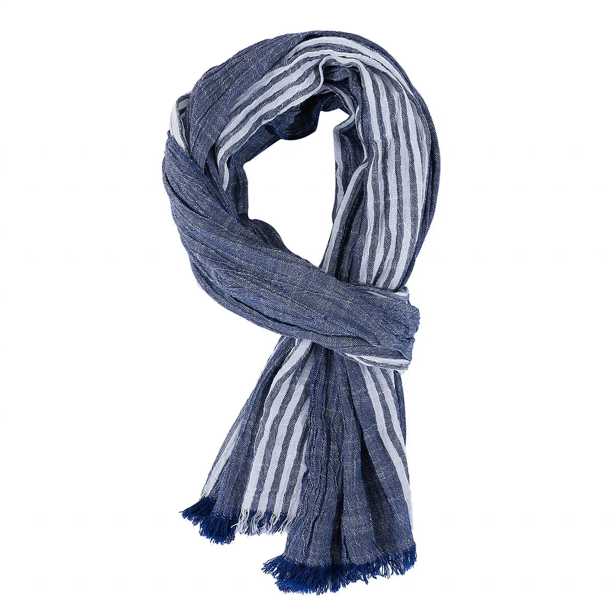 Fashionable Men's Cotton Linen Scarf | Warm Striped Neckerchief