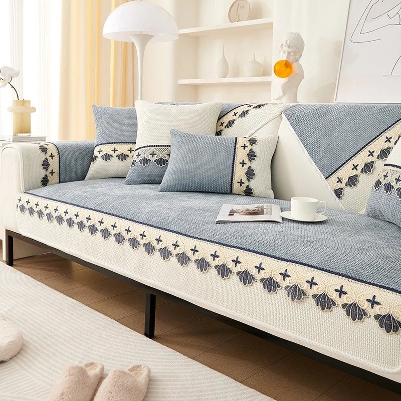 Stylish Lace Sofa Cover | Anti-Slip, Machine Washable, All-Season