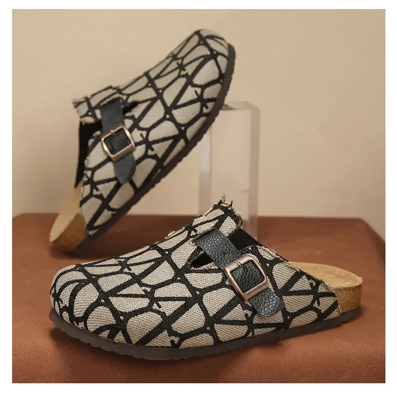 Four Seasons Classic Cork Closed Toe Shoes Versatile Soft Sole Unisex Outdoor Beach Casual Comfort Daily Slippers