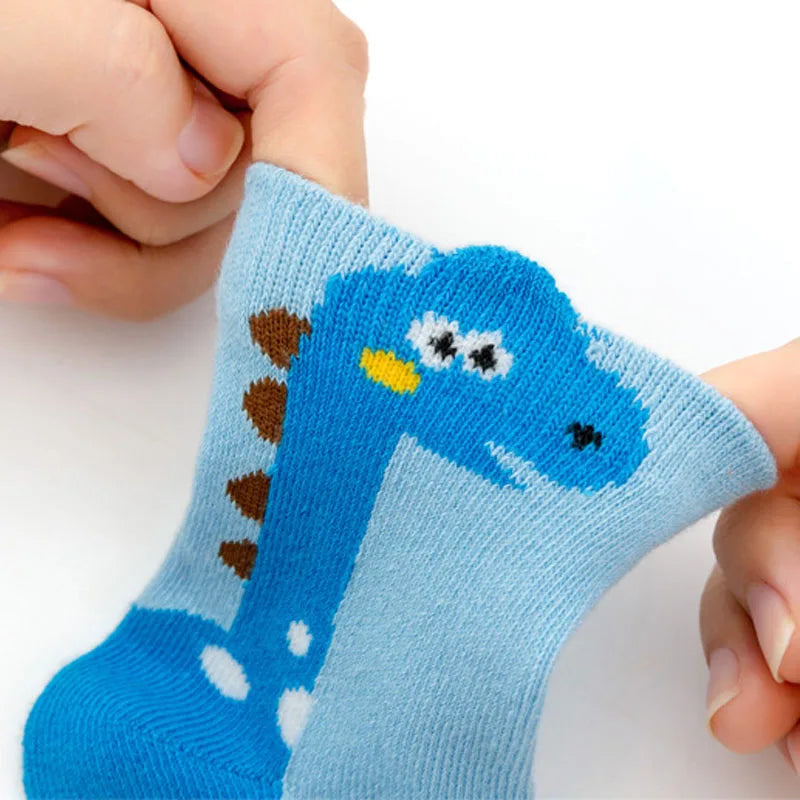 5 Pairs Kids Dinosaur Pattern Socks | Comfortable & Fun Design