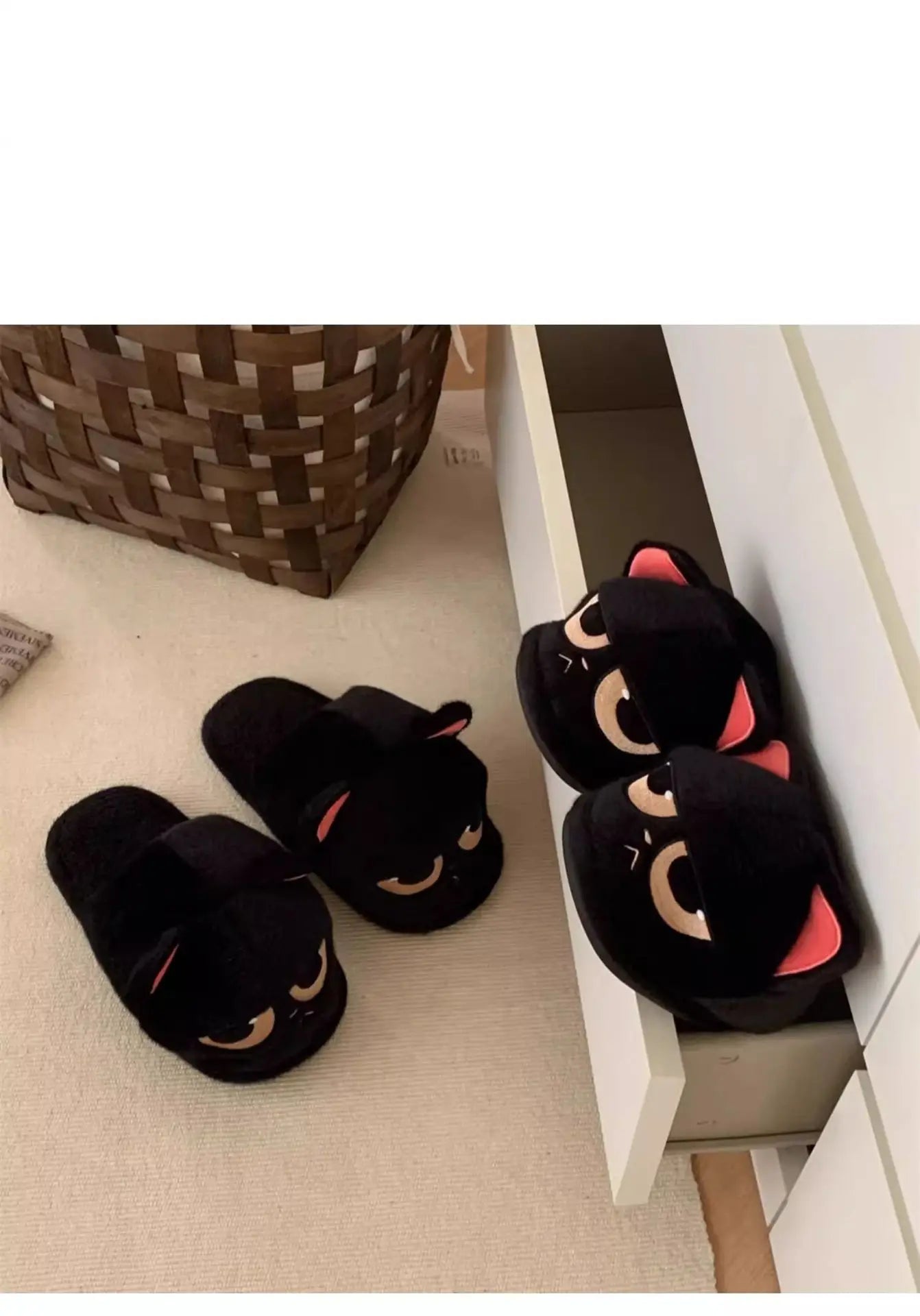 Unisex Cute Cartoon Cat Plush Slippers | Cozy Winter House Shoes