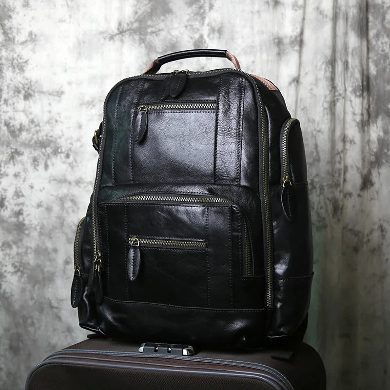 Stylish Retro Genuine Leather Men's Backpack | Travel Companion