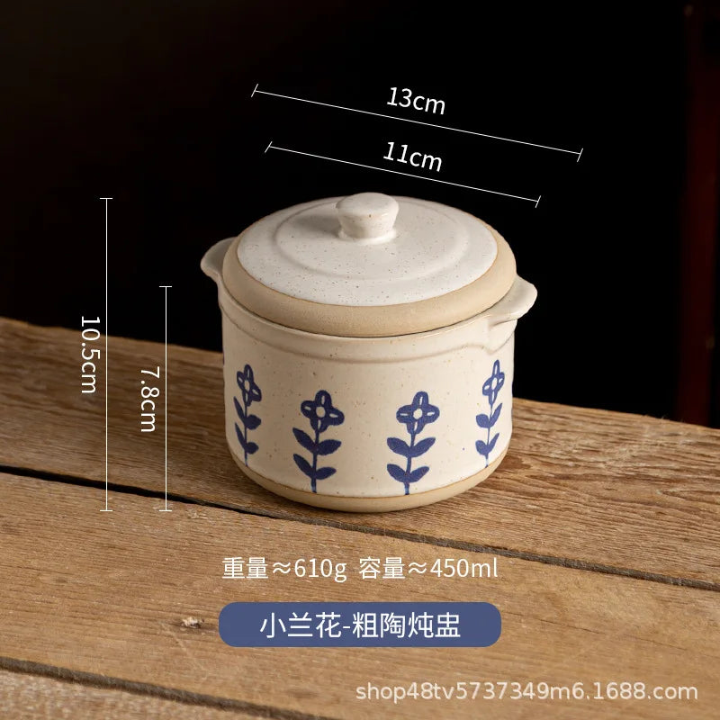 Olla para guisar de cerámica rústica japonesa | Vajilla de cerámica ecológica para horno