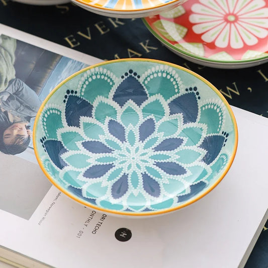 Juego de 4 platos de cerámica bohemios | Platos elegantes y versátiles