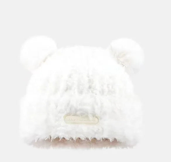 Cute Plush Knitted Rabbit Ear Hat | Warm Winter Protection for Kids
