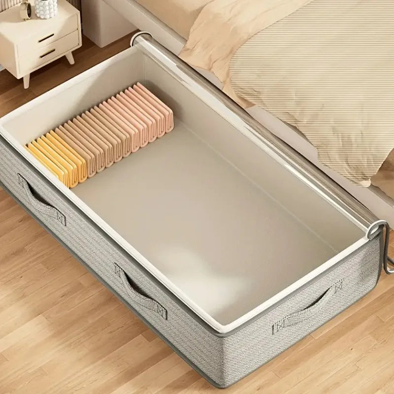 Large Under-Bed Storage Boxes,Stackable Durable Non-Woven Fabric Clothes Organizer Bins ,Ideal for Bedroom Wardrobe Organization