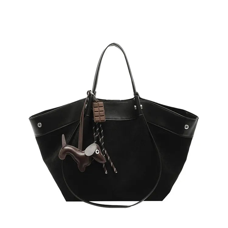 Bolso de hombro de piel suave de gamuza para mujer | Estilo casual de lujo