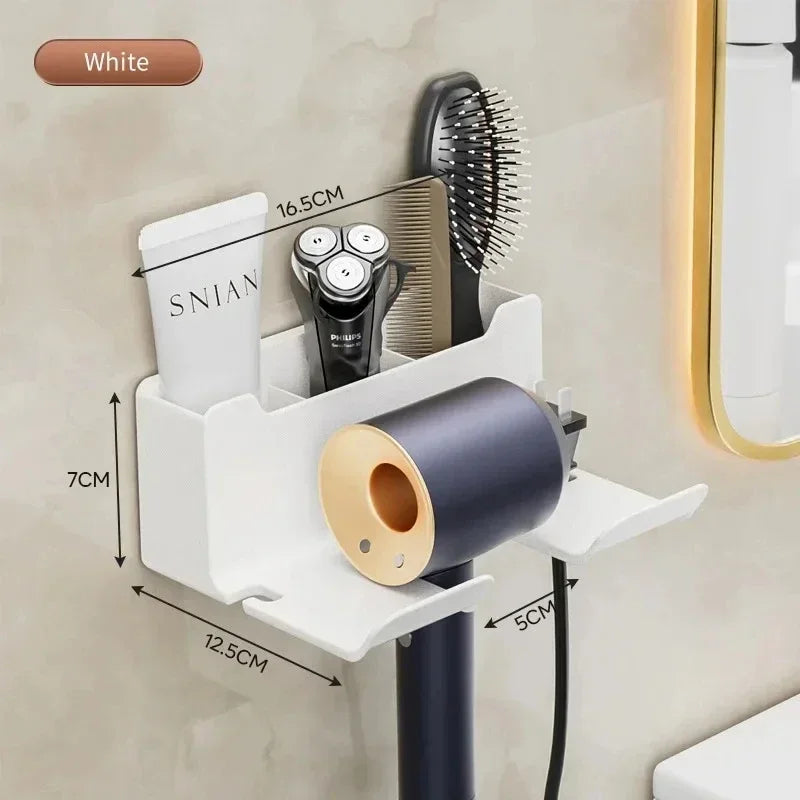 Hair Dryer Holder | Wall-Mounted Organizer for Bathroom Accessories