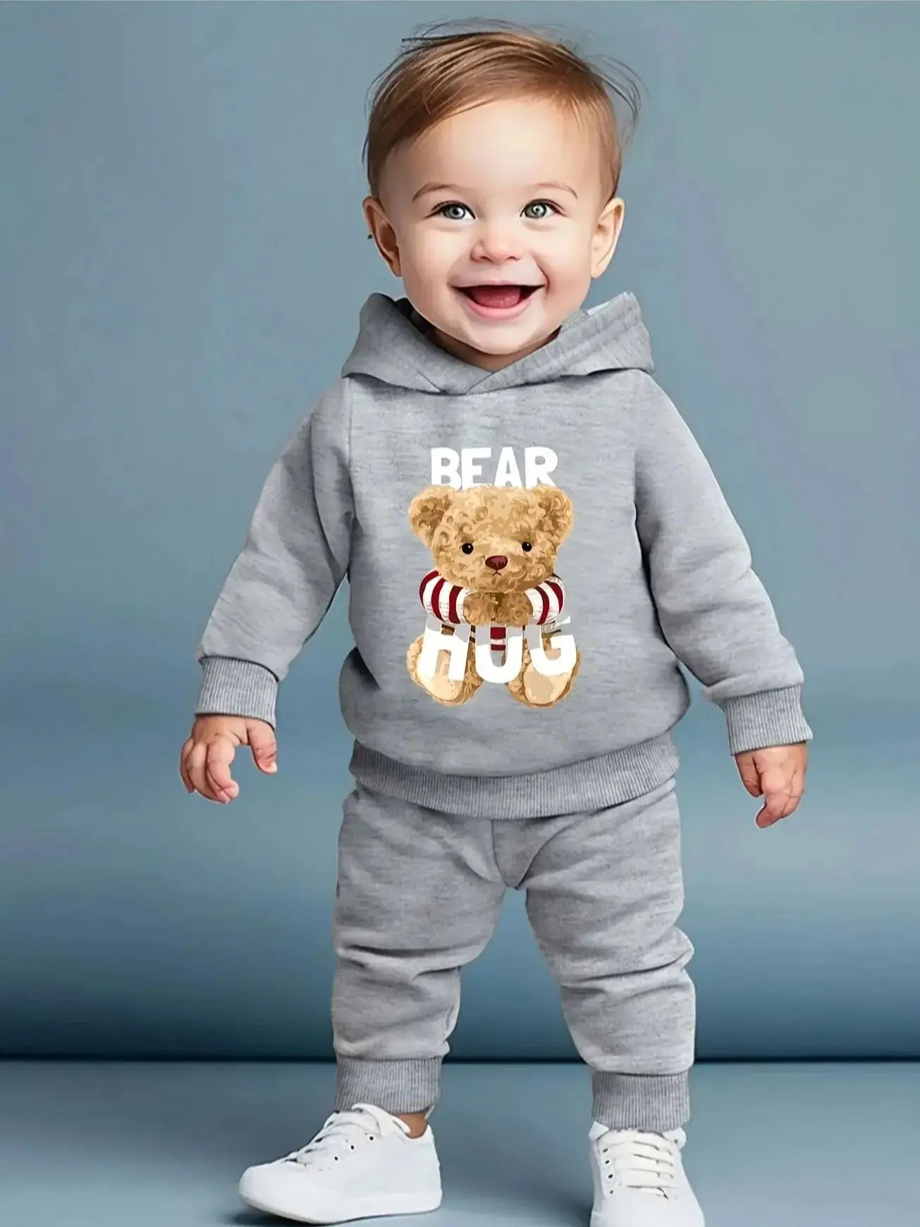 Cute Cartoon Baby Boy Fleece Hoodie and Pants Set | Cozy and Stylish