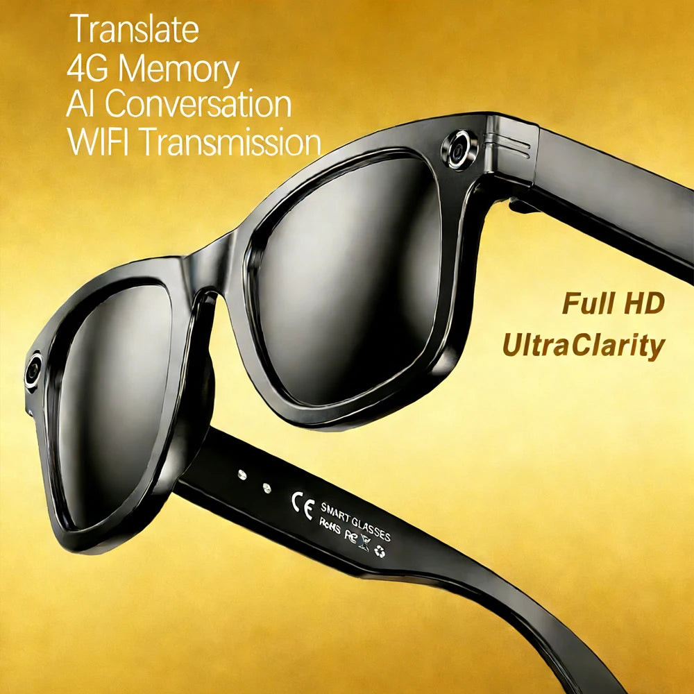 AI Smart Translation Glasses | 8MP Camera, Bluetooth & Voice Control