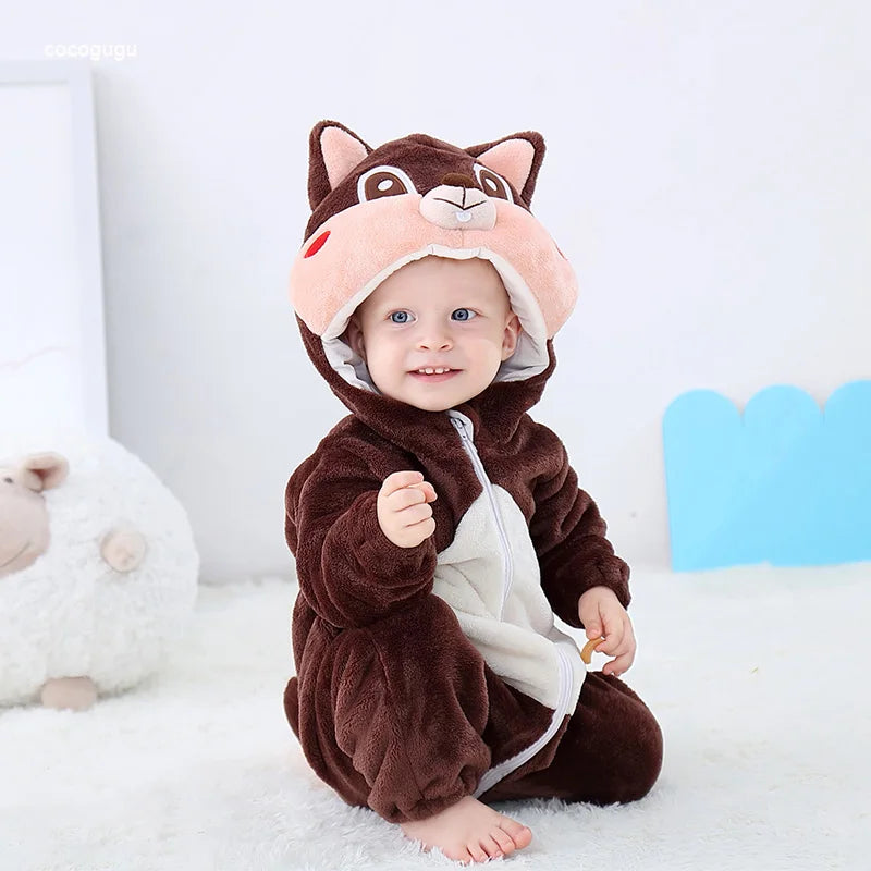 Cute Flannel Baby Romper | Cozy Hooded Pajama for Newborns