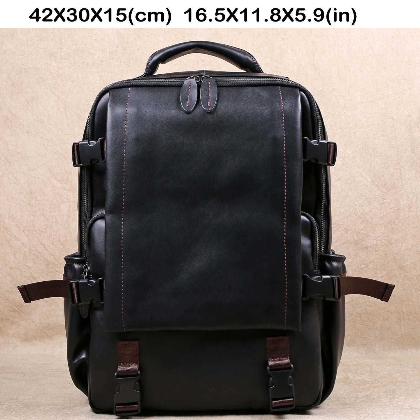 Genuine Leather Anti-Theft Shoulder Bag, Top Layer Cowhide Casual Large-Capacity Computer Bag For Men And Women, Travel Backpack
