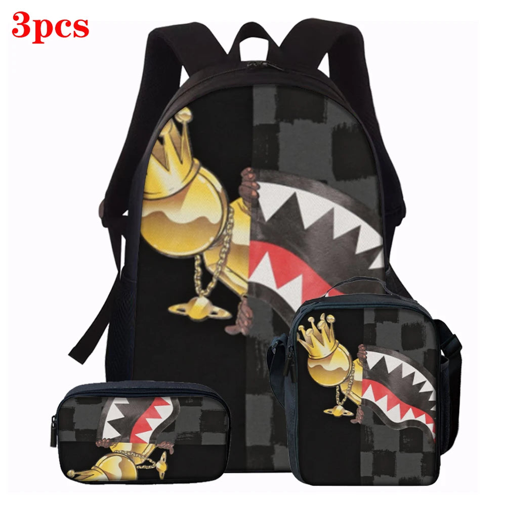 Trendy Shark Graphic Backpack Set | Ideal for School & Adventures