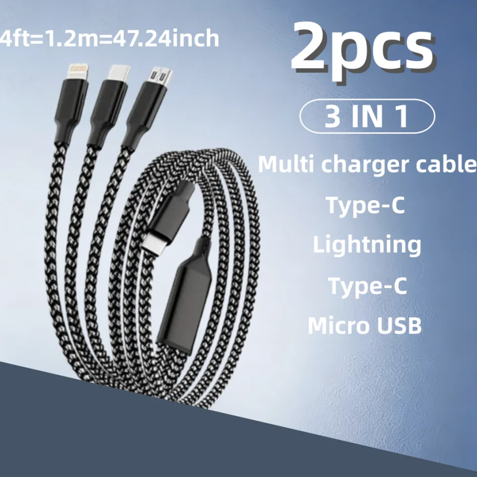2PCS Fast Charging Multi-Port Type-C Cable | Versatile Charging Solution