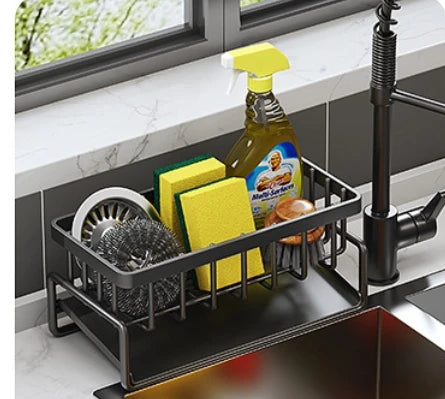 Sink Cleaning Tools Storage Rack Kitchen Multifunctional Stainless Steel Drain Rack for Sponge Cleanser Organizer Rag Hanger