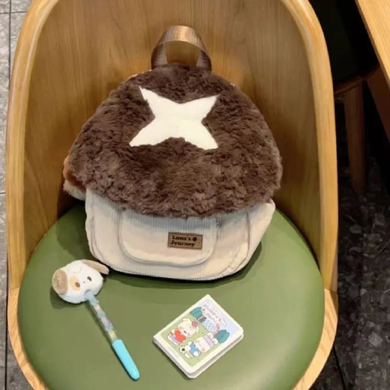 Cute Cartoon Mushroom Backpack | Adorable Plush Doll Bag for Women