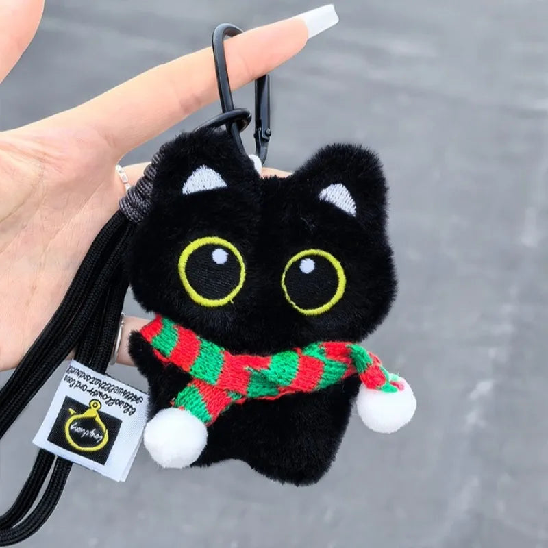 Cute Black Kitty Plush Keychains | Adorable Soft Kawaii Cat Dolls