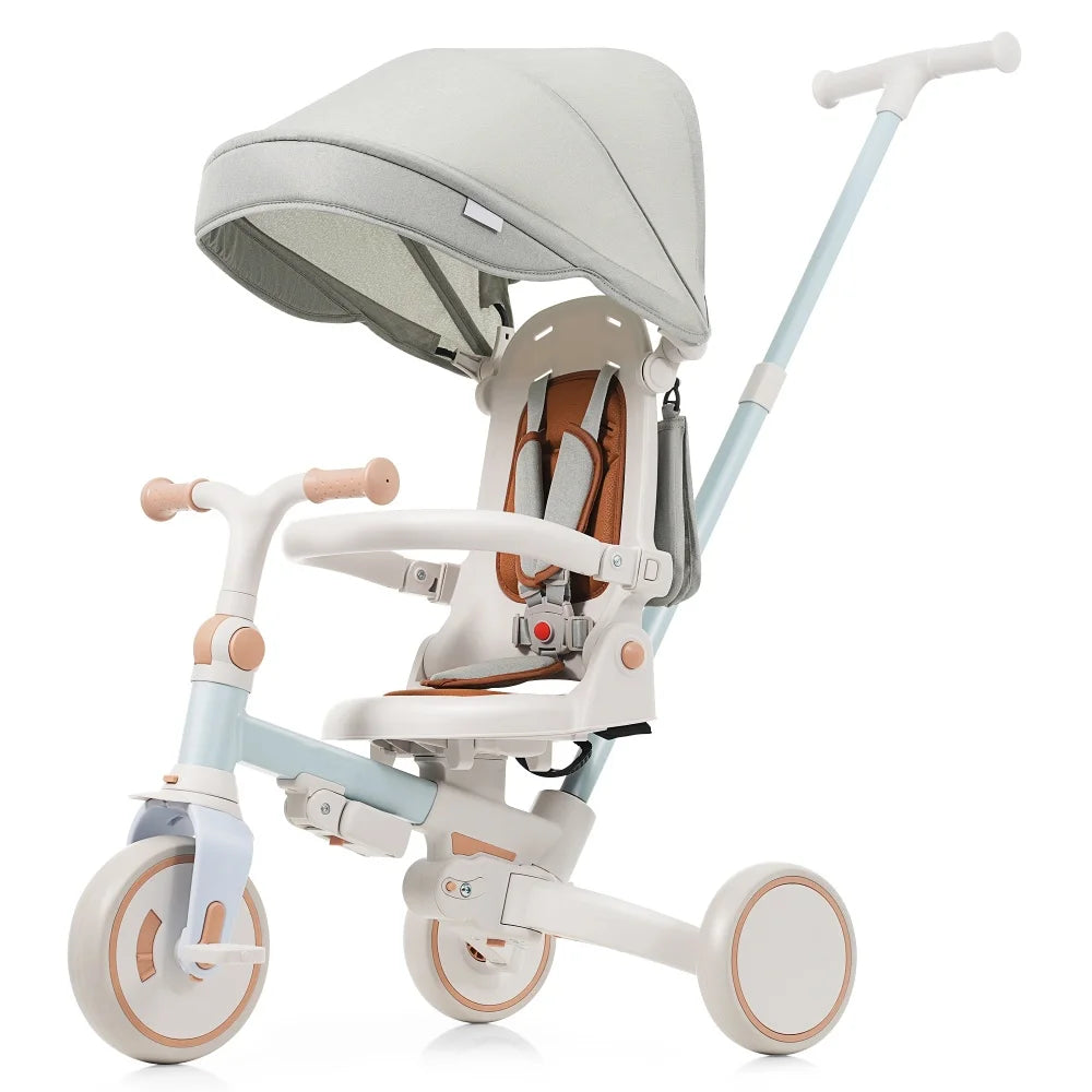 Portable 7-in-1 Toddler Tricycle | Adjustable Handle & Safety Guardrail
