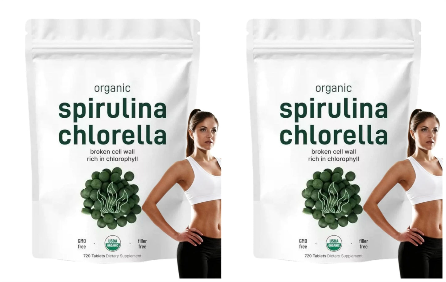 Organic Spirulina Chlorella Tablets - Vegan Superfood Blend