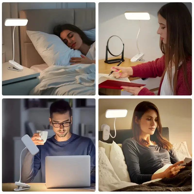 Clip-On LED USB Charging Desk Lamp for Students & Offices