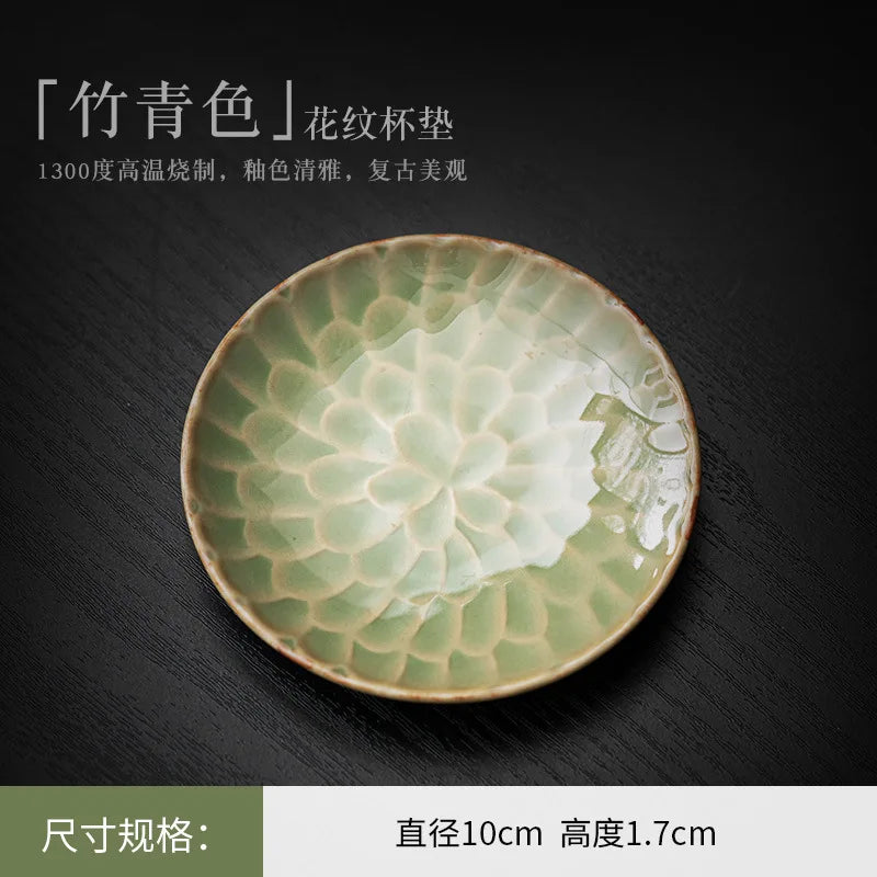 Japanese Ceramic Petal Coaster | Elegant Anti-Scald Teaware Accessory