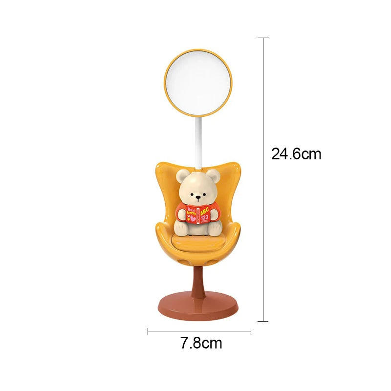 Bonita lámpara de escritorio LED flexible de oso con soporte para teléfono | Iluminación acogedora