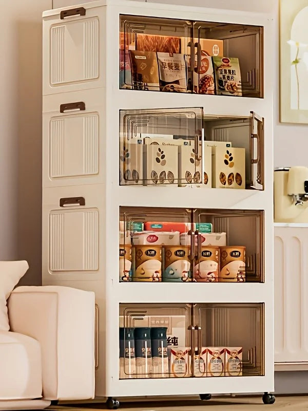 Space-saving! 5-Tier Foldable Storage Cabinet, Portable Wardrobe Organizer, Stackable Drawers, for Bedroom, Living Room, Office,