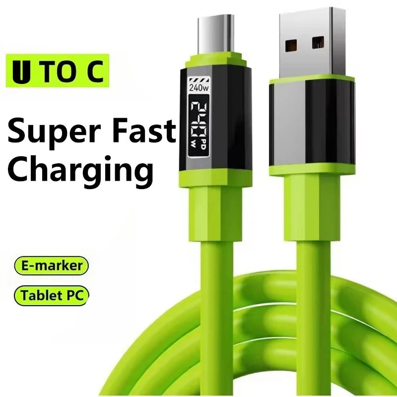 240W Super Fast Charging Type C to Type C Silicone Cable