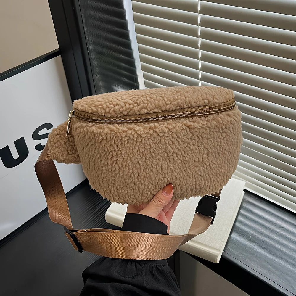 Women's Lamb Wool Chest Bag | Stylish Large Capacity Crossbody