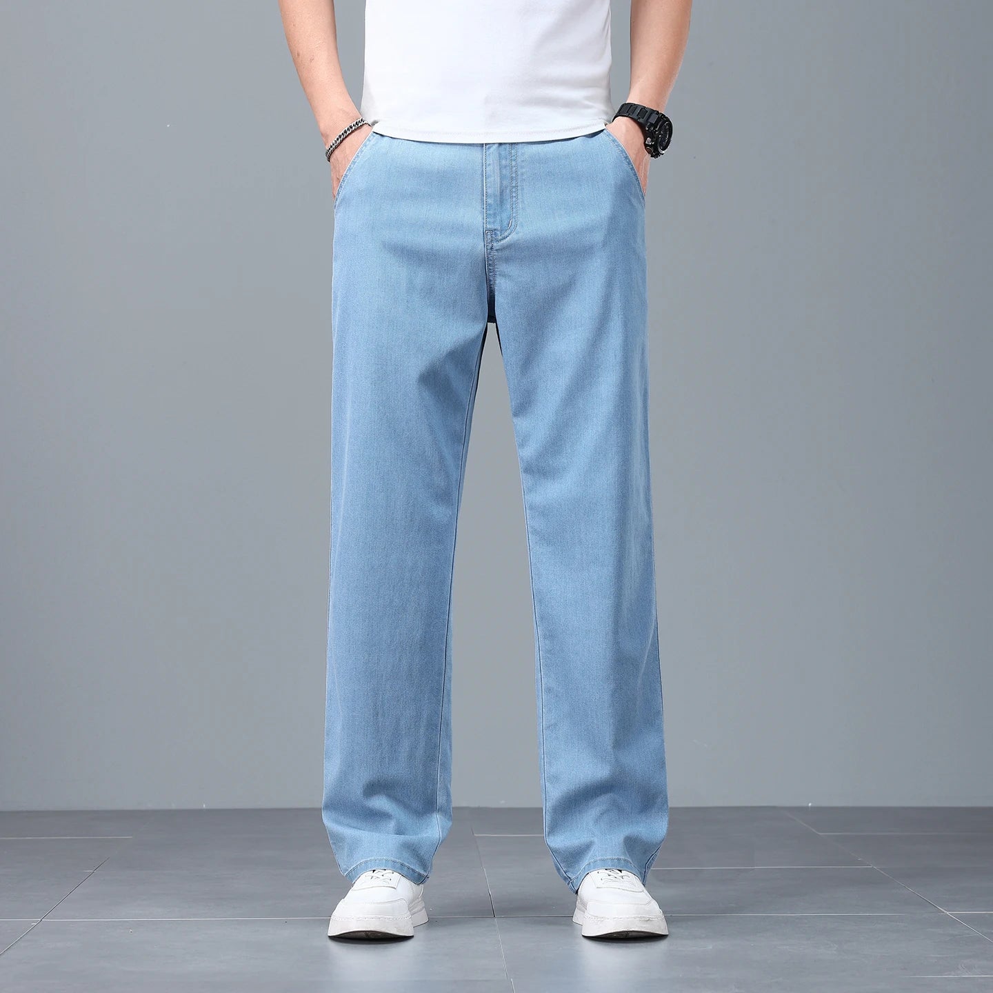 Men's Loose Straight Jeans | Lightweight Casual Pants for Summer