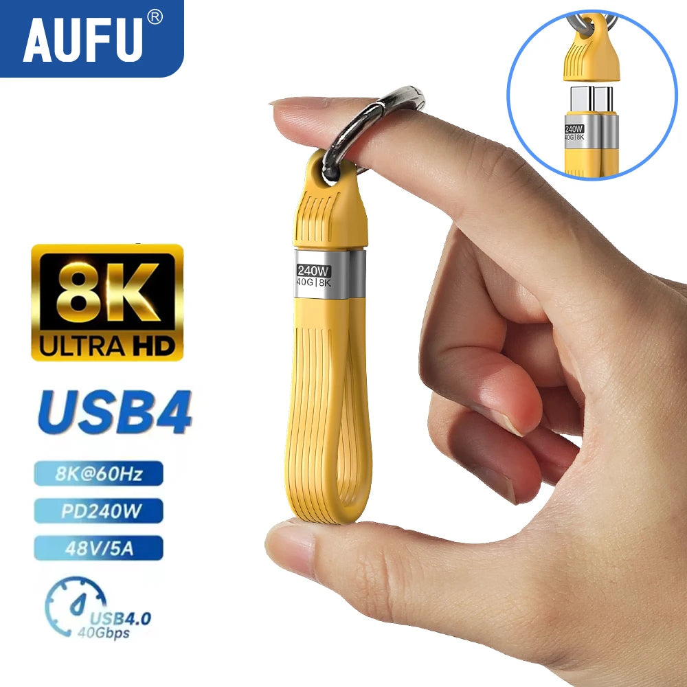 240W USB4 Type C Short Cable | Fast Charging & Data Transfer