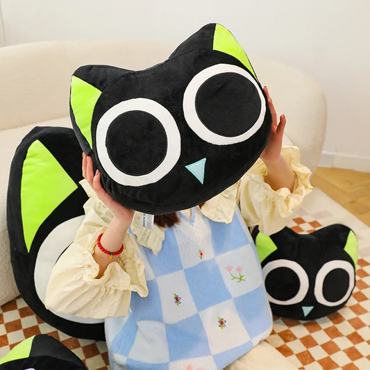Kawaii Black Cat Plush Toy | Adorable Big Eye Cat Pillow