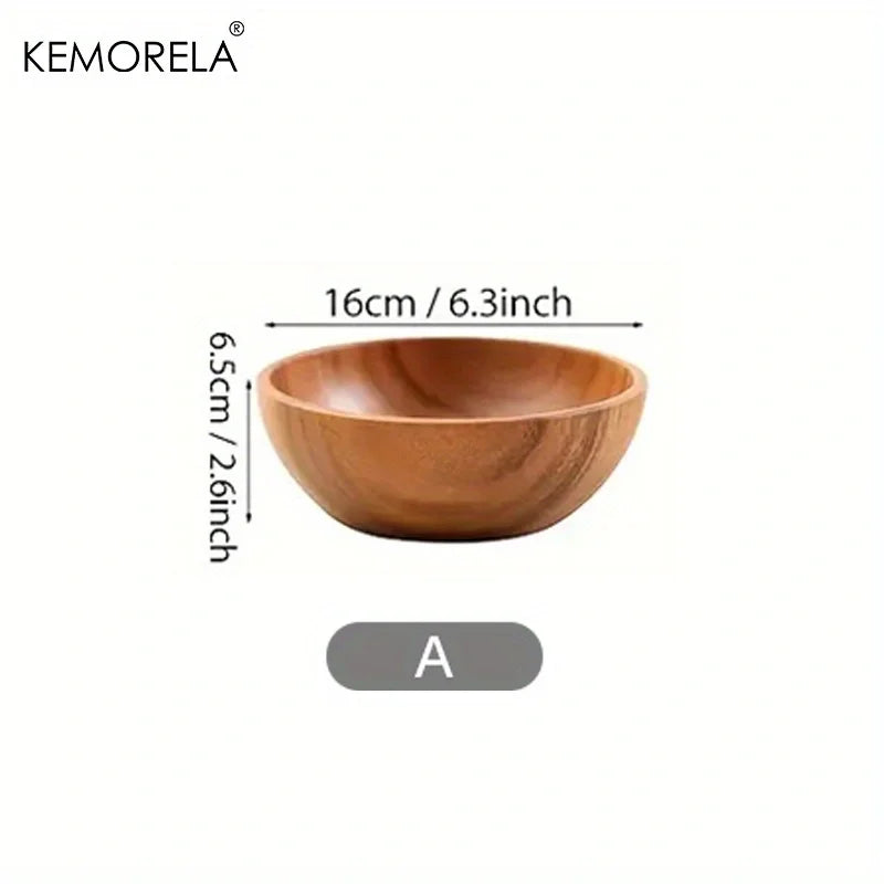 Acacia Wooden Salad Bowl | Eco-Friendly Kids Anti-Scalding Design
