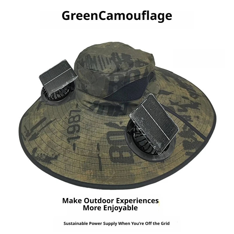 Camouflage Solar Powered Fan Hat | UV Protection Outdoor Gear