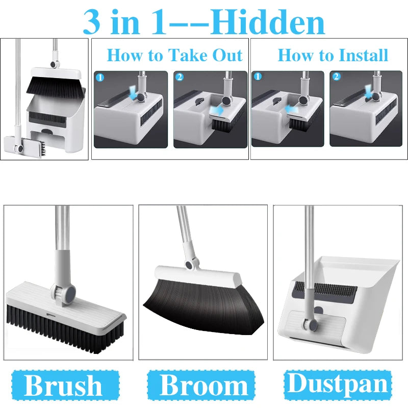 3-in-1 Broom and Dustpan Set | Efficient Home Cleaning Tool