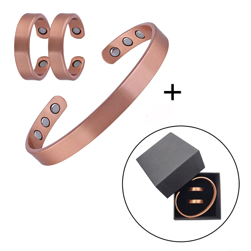 Pure Copper Magnetic Bracelets & Rings for Health & Style